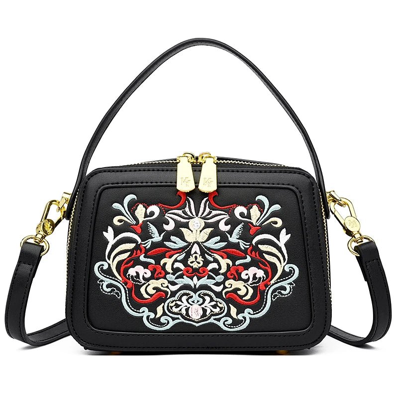 Floral Embroidery High-Quality Leather Shoulder Bag - Image 6