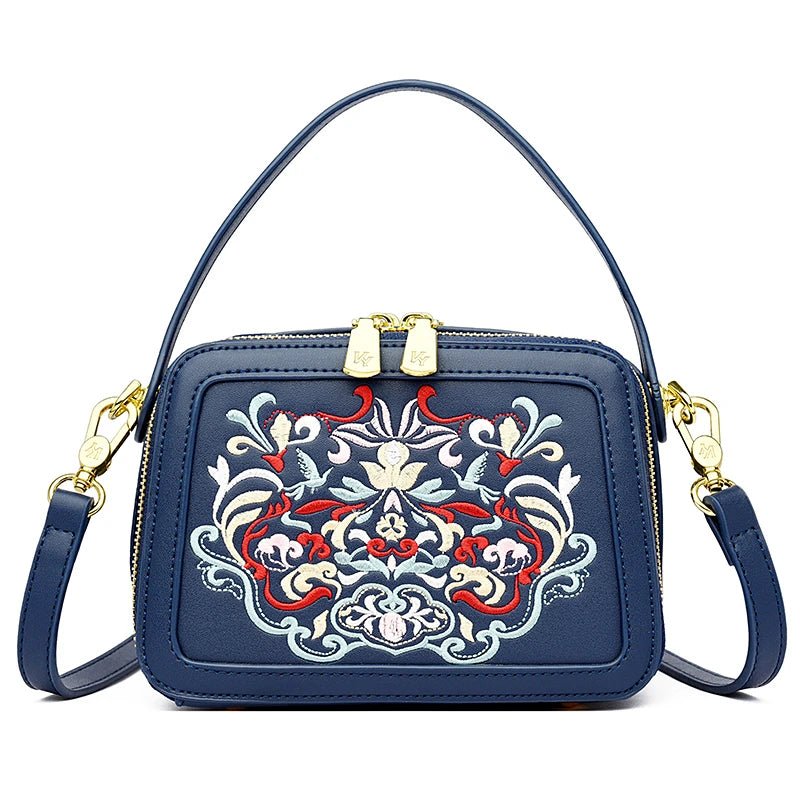 Floral Embroidery High-Quality Leather Shoulder Bag - Image 3