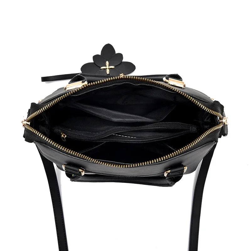 Elegant Floral Embroidered Leather Shoulder Bag - Image 5