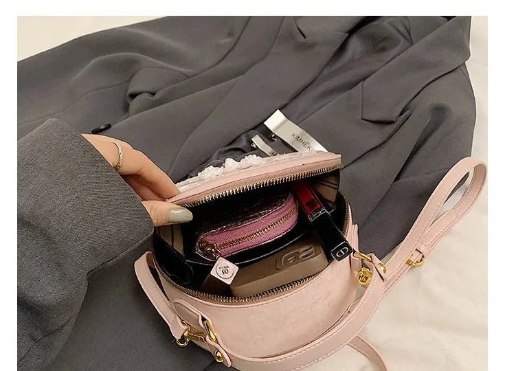 Exquisite Embroidered Floral PU Leather Round Crossbody Tote - Image 9