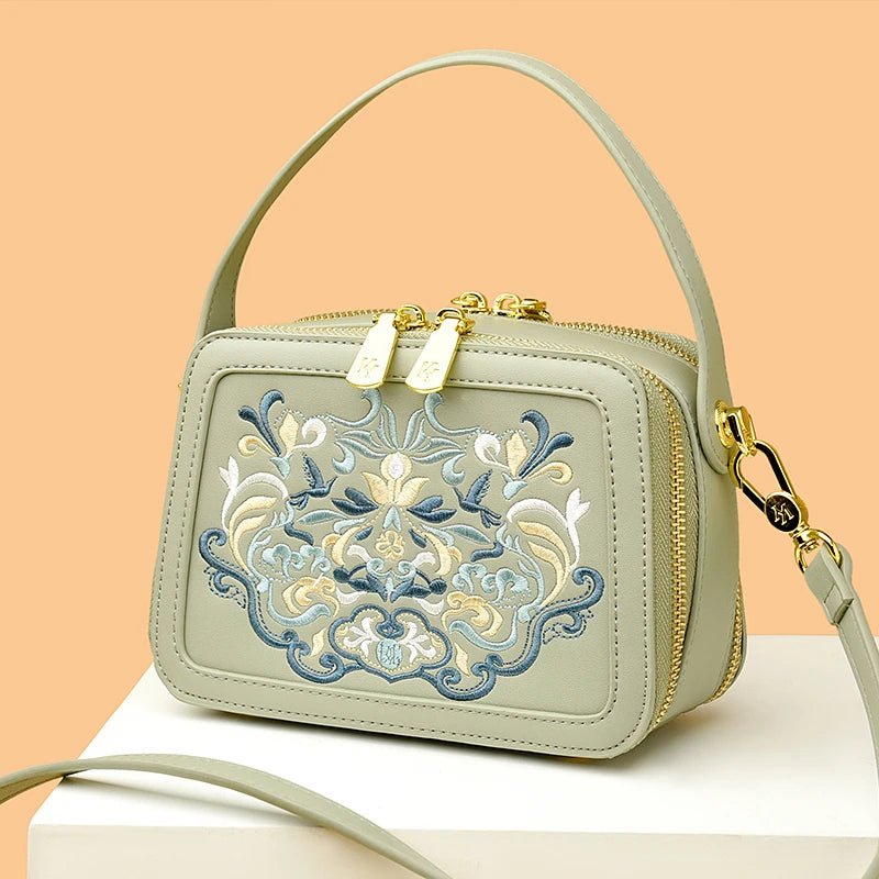 Floral Embroidery High-Quality Leather Shoulder Bag - Image 9