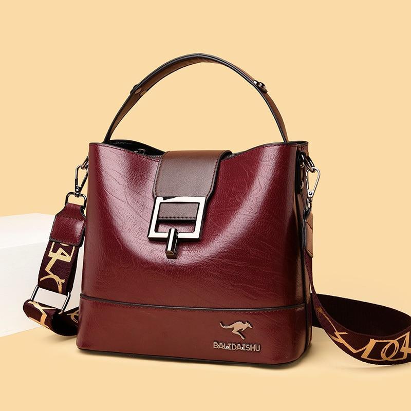 Leather Women Handbag Wide Strap - Image 14