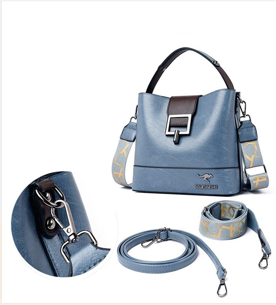 Leather Women Handbag Wide Strap - Image 6