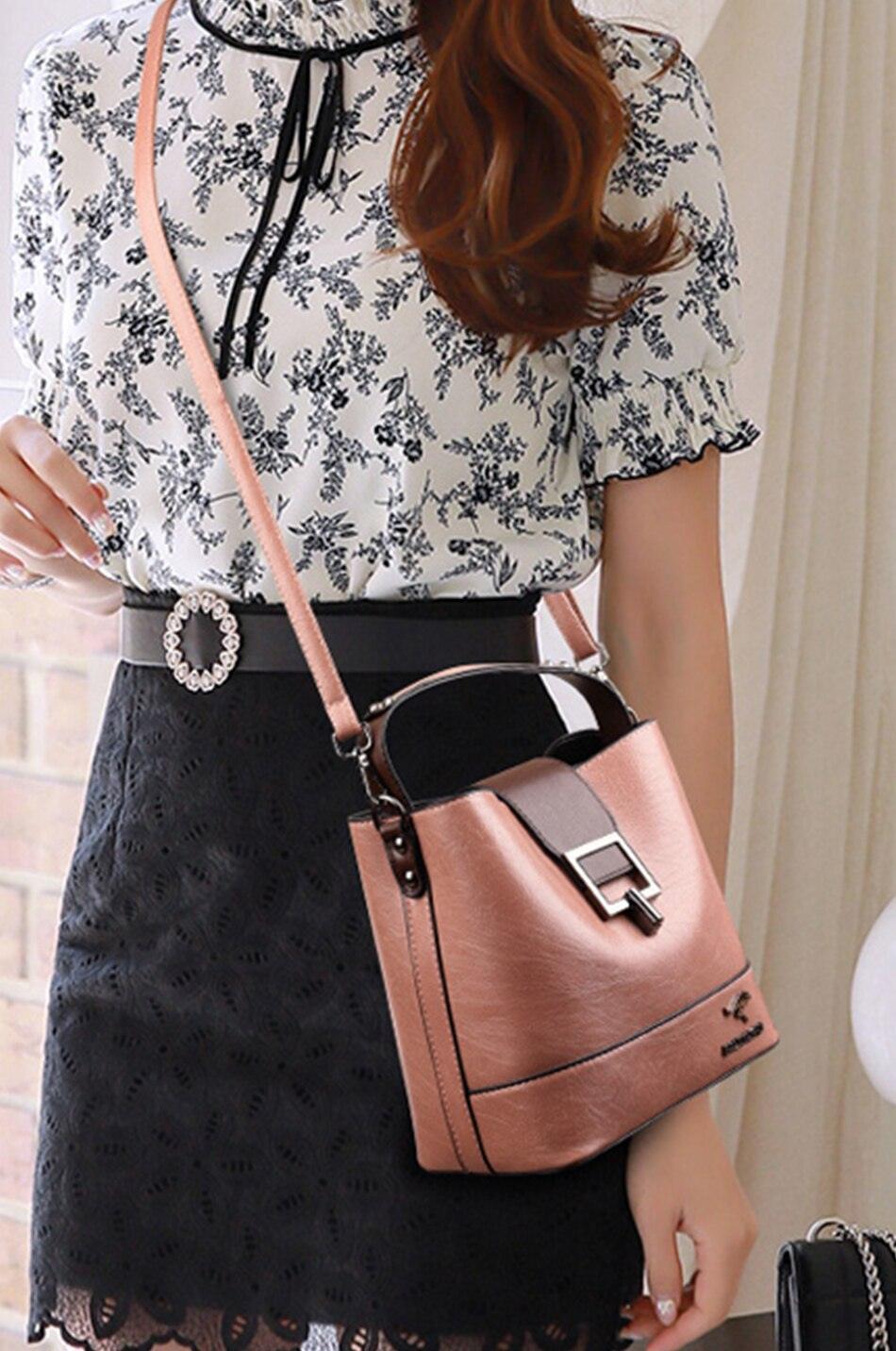 Leather Women Handbag Wide Strap - Image 12
