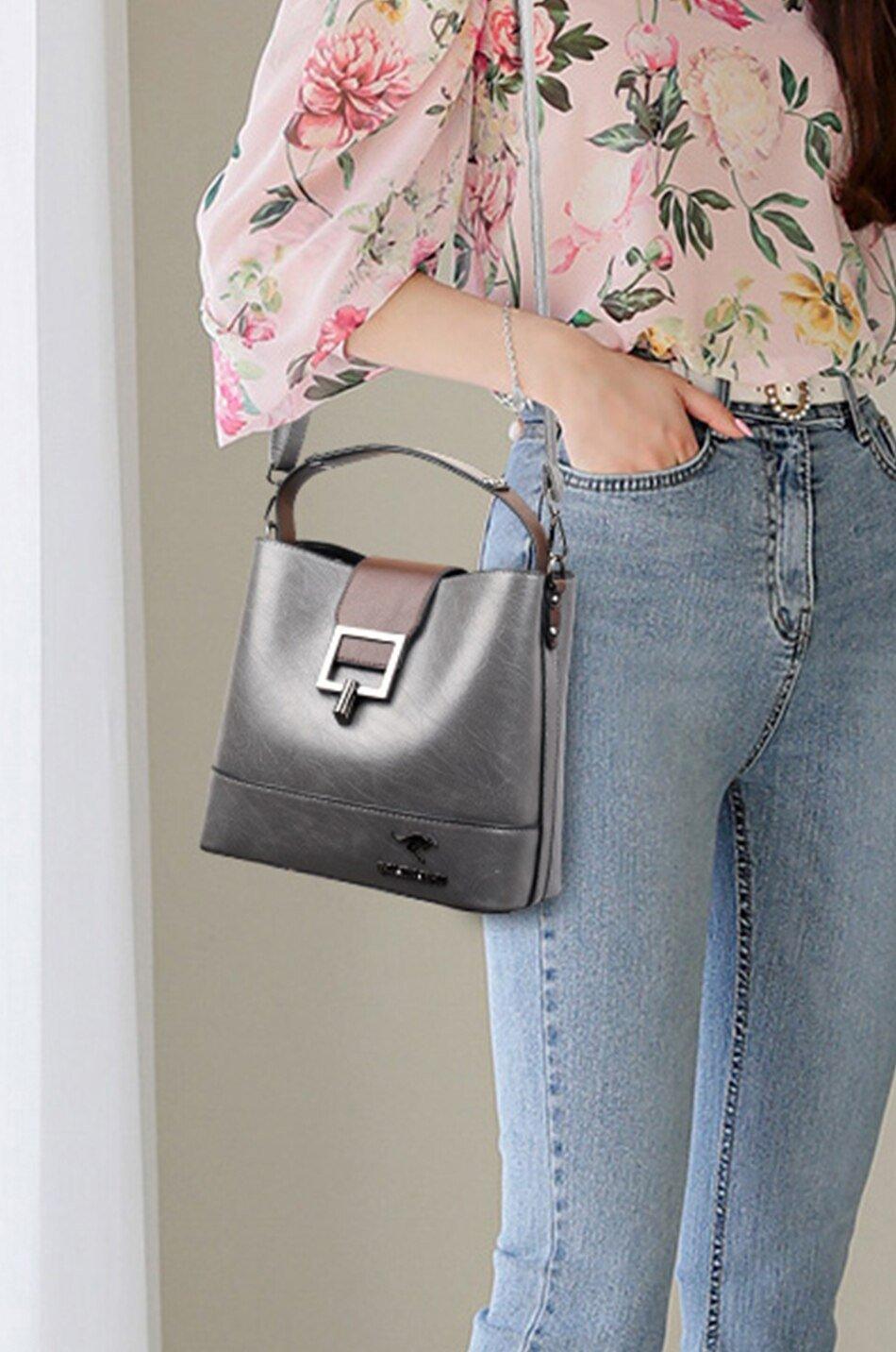 Leather Women Handbag Wide Strap - Image 11