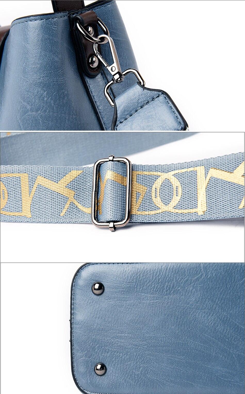 Leather Women Handbag Wide Strap - Image 7