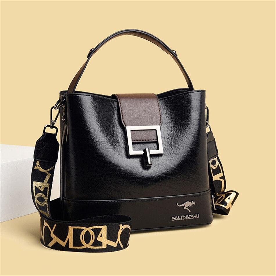 Leather Women Handbag Wide Strap - Image 15