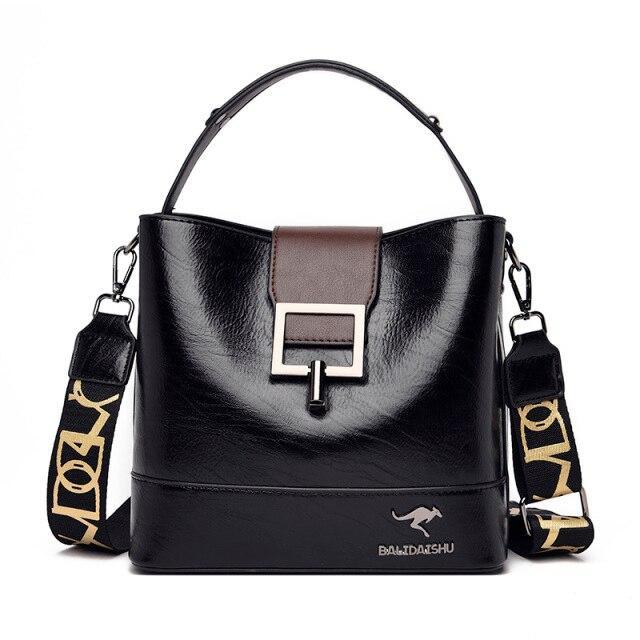 Leather Women Handbag Wide Strap - Image 4