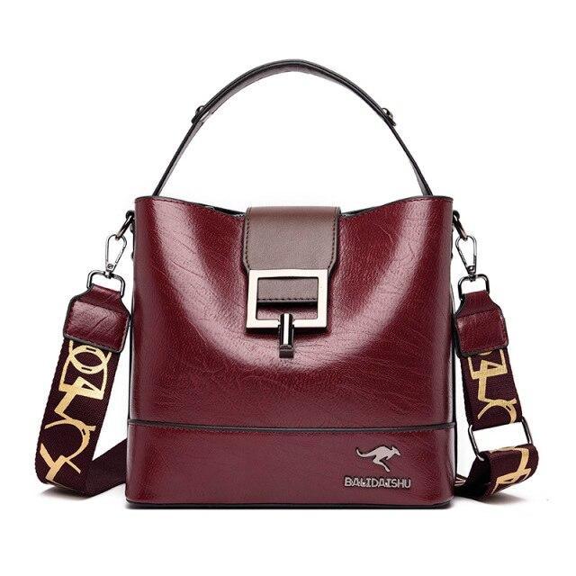 Leather Women Handbag Wide Strap - Image 3